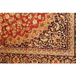  Keshan design red ground rug/wall hanging, central medallion, 280cm x 200cm  