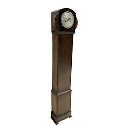 Westclox 1950’s 8-day grandmother clock in an oak case. No pendulum.