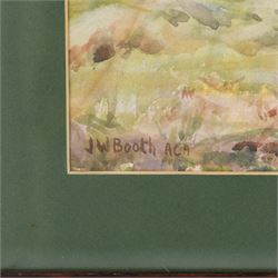 James William Booth (Staithes Group 1867-1953): Man with Scythe in the Hayfield, watercolour signed 25cm x 35cm