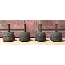 Set of four large turned treen mallets, late 19th century. H25cm
