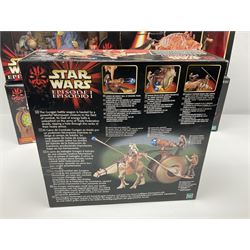 Star Wars - Episode 1 - Kaadu & Jar Jar Binks, Jabba The Hutt, two x Mos Espa Encounter, Opee & Qui-Gon Jinn, Watto's Box, Ammo Wagon & Falumpaset, Gungan Assault Cannon, Sith Speeder & Darth Maul, Armoured Scout Tank with Battle Droid and Gungan Catapult Accessory Set; all boxed (11)