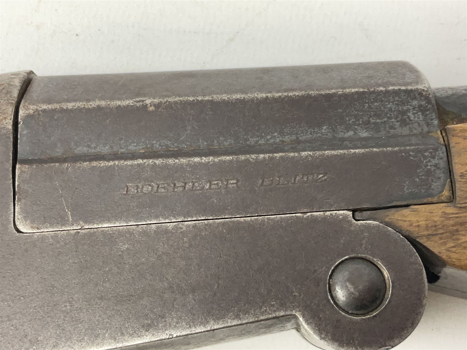 Italian Boehler Blitz .410 folding single barrel shotgun, walnut stock with 70cm barrel, chequered grip and fore-end with cross action safety, No.1779, L112cm overall SHOTGUN CERTIFICATE REQUIRED