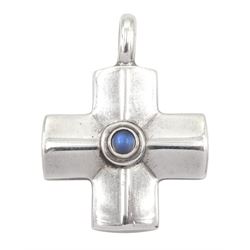 Georg Jensen silver moonstone cross pendant, No. 260A, stamped