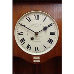  Gledhill-Brook Time Recorder wall clock No.77532, circular Roman with glazed door, single train key wind movement, Installed 1951, Withdrawn 1964, Refurbished 1985 and Presented to Mr B Tomlinson 25-6-93, H86cm  