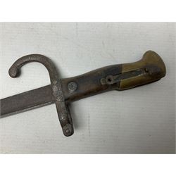 Five 19th century bayonets in relic condition without scabbards comprising British Pattern 1876 socket bayonet with Indian markings; French Model 1874 epee bayonet; and three French Model 1866 sabre bayonets (5)