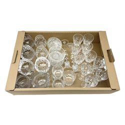 Quantity of cut-glassware, to include drinking glasses of various size and form, including set of six Stuart examples, etc., in one box 