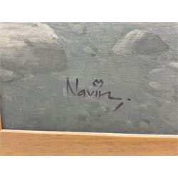 Navin (20th century): Running Horses, oil on board signed 59cm x 89cm