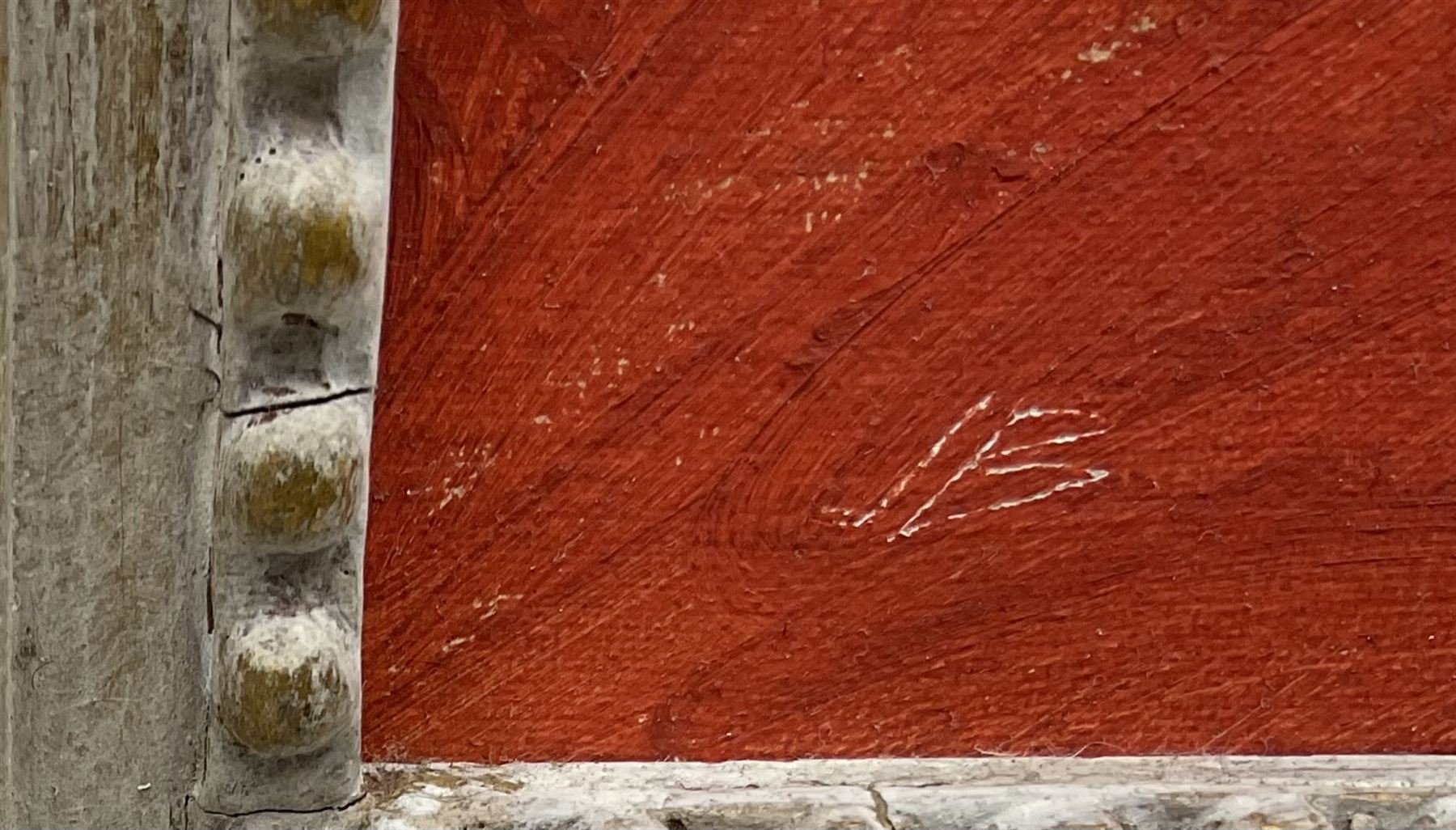 Attrib. John Banting (British 1902-1972): Vase and Plant, oil over pencil on canvas signed with initials 24cm x 34cm