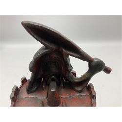 Late 19th century cast-iron mechanical money bank 'Giant in Tower' by John Harper & Co; reg.no.196844, patented 13th August 1892 H23cm