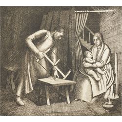 Frederick George Austin (British 1902-1990): The Carpenter and His Family, drypoint etchin...