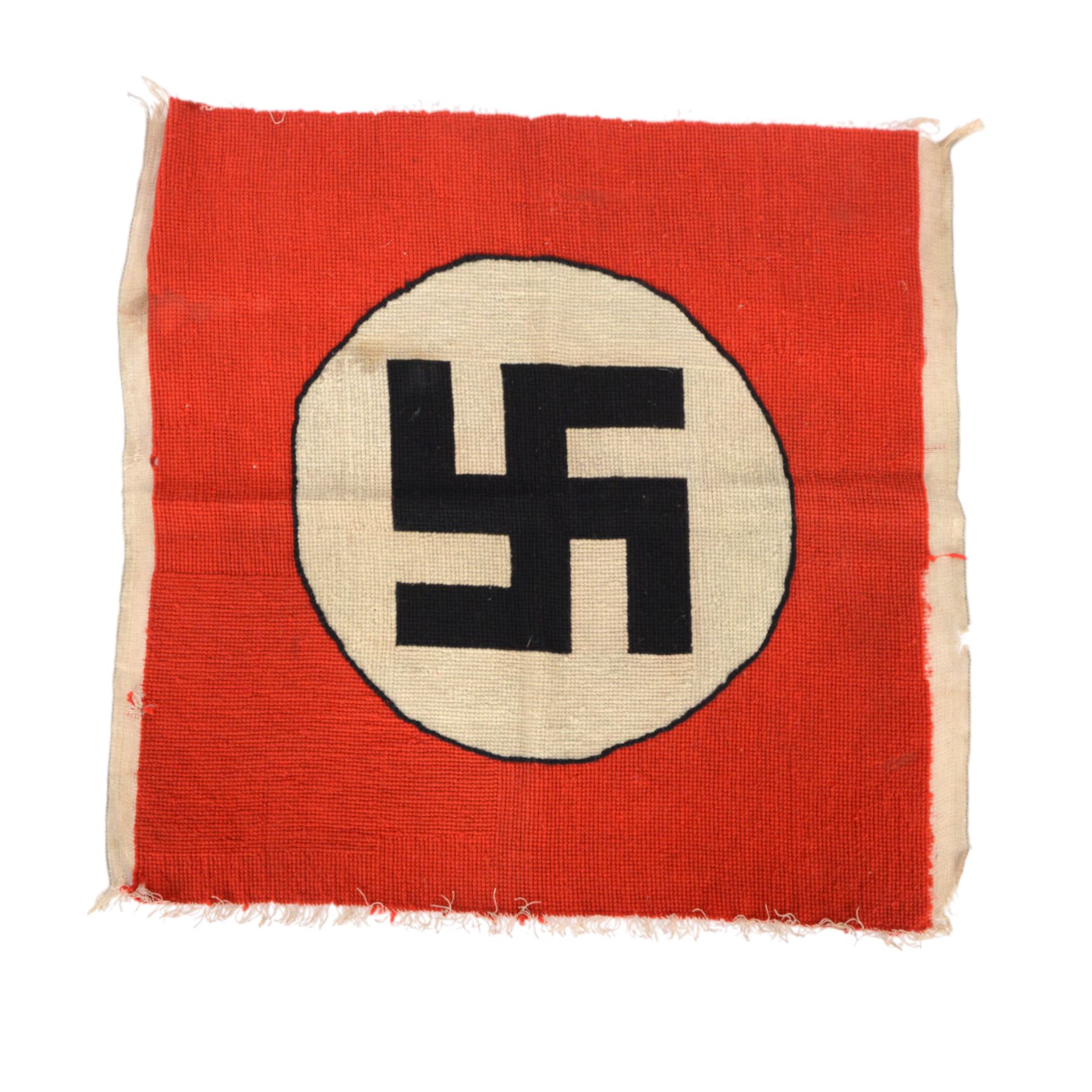 Third Reich NSDAP Nazi Party flag, hand crocheted unfinished, H54cm W53cm