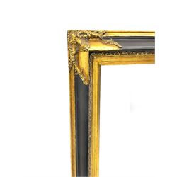Large rectangular wall mirror, in gilt and ebonised frame