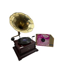 His Master's Voice gramophone, with brass horn