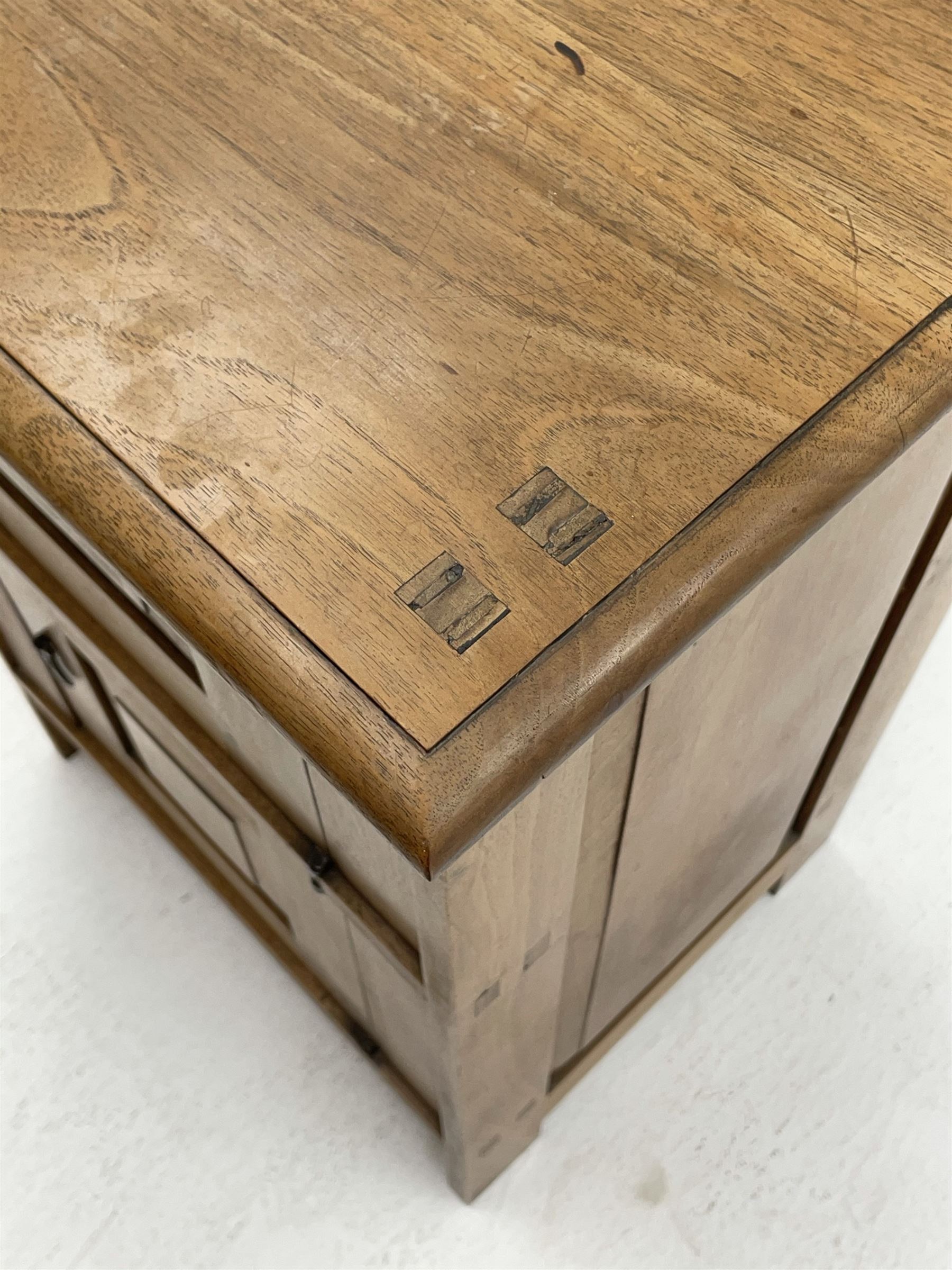 Ernest Gimson (1864-1919) - circa. 1904-1910, Arts & Crafts chestnut wood cabinet, visible wedged tenon joints, enclosed by two fielded panelled doors fitted with brass droplet handles, panelled sides and back, stile supports
Provenance: The vendor is a relative of Benjamin Fletcher who was headmaster of Leicester School of Art in the early 1900s. He was associated with Gimson and involved in setting up the Dryad company. 

The cabinet was acquired by Fletcher during his time in Daneway, Sapperton where Gimson had workshops. The cabinet stayed in the family and has been passed down to the current vendor.