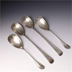 Pair of silver salad servers Sheffield 1905 Maker Walker & Hall, and another pair Sheffiel...
