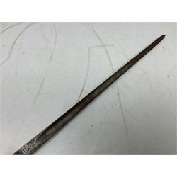 Five 19th century bayonets in relic condition without scabbards comprising British Pattern 1876 socket bayonet with Indian markings; French Model 1874 epee bayonet; and three French Model 1866 sabre bayonets (5)