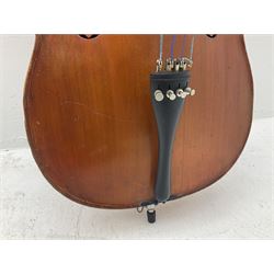 Modern student's three-quarter size cello with 70cm two-piece maple back and ribs and spruce top, L113cm overall