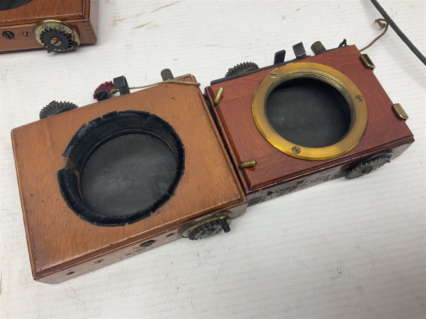 Selection of Brass Camera Lenses, to include Ross London lens 8 1/2 x 6 1/2, Beck Symmetrical lens, etc together with lens holders 