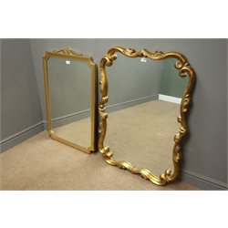  Rectangular ornate gilt framed mirror (76cm x 103cm), and two other gilt framed bevel edged mirrors  