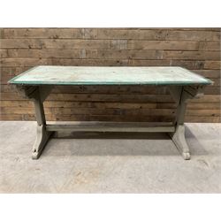 Early 20th century painted wood and enamel Military folding campaign table