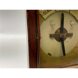 Railway mahogany cased level crossing indicator labelled for 'Hull Bridge' with glazed front and circular dial with ivorine plaque for 'Closed/Open', H19cm  