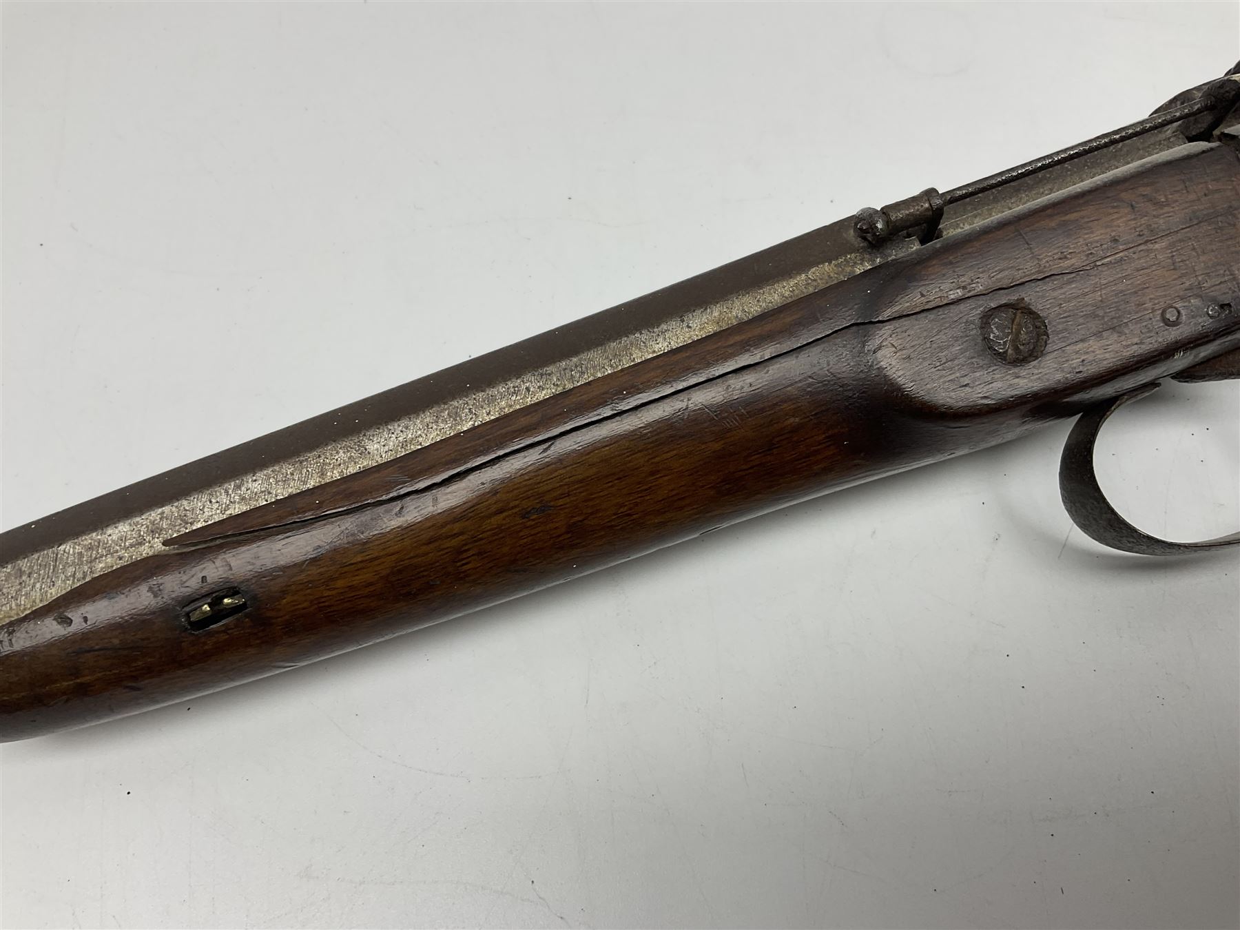 UNPROOFED/OUT OF PROOF SO RFD ONLY - three guns in poor condition comprising 19th century G. Coop 12-bore side-by-side double barrel hammer shotgun; 14-bore single barrel percussion sporting gun composed of various parts with cut-down barrel; and non-firing mock snider action ornamental gun (3)