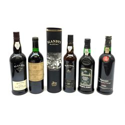 Harrods Finest Reserve Port Dow's Port, 75cl, 20%vol, Taylor's Late Bottled Vintage Port 1985, 70cl, 20%vol, Blandy's Rich Madeira Duke of Clarence, 75cl, 19%vol and  a bottle of Blandy's Madeira 200 years Sercial Dry Madeira Aged 10 Years, 50cl, 19%vol (4)