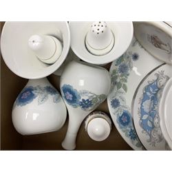 Royal Worcester miniature loving cup, Royal Doulton Wendy figure HN 2109, Lladro dish, two Giuseppe Armani figures, Staffordshire style figural vase, Crown Devon Fieldings blush ivory ewers and twin handled vases, Villeroy & Boch, Royal Doulton, Carlton Ware, Masons ironstone, other ceramics, teawares etc in four boxes