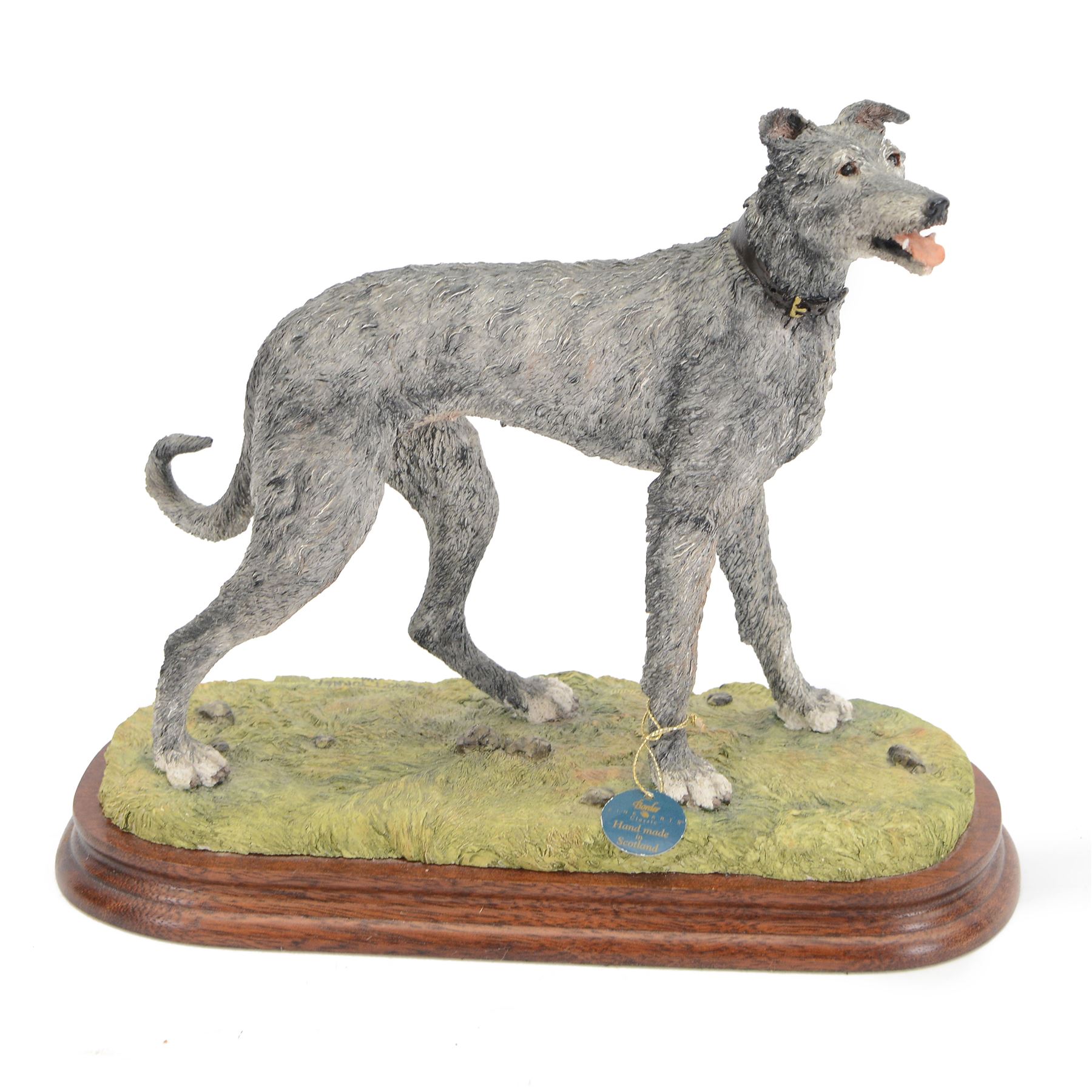 Limited edition Border Fine Arts B1053 Lurcher Grey, no. 106/500, by Margaret Turner, upon oval wooden plinth, H25cm