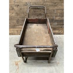 Vintage metal and wooden trolley cart