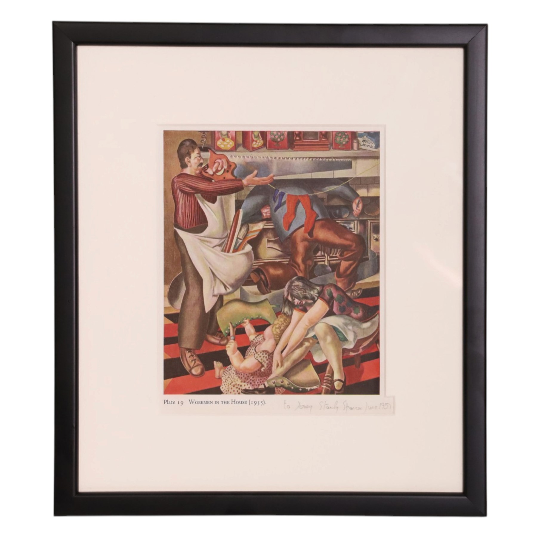 Stanley Spencer (British 1891-1959): 'Workmen in the House - Plate 19', coloured print signed and dated June 1951, 15cm x 12.5cm