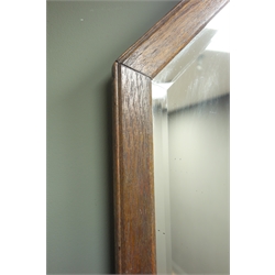  Early 20th century rectangular bevel edge wall mirror with canted corners, W52cm, H114cm  