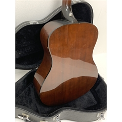 Rare Gibson Mk 35 acoustic guitar with mahogany back and sides, rosewood fingerboard, spruce top, fan-patterned bracing, nickel plated hardware and dot inlays, serial number 859651 in carrying case 