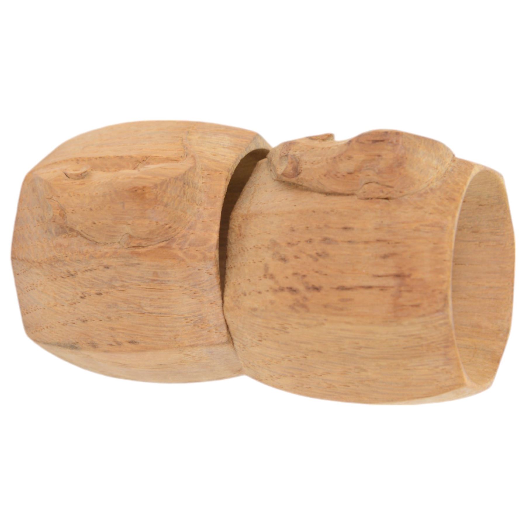 Mouseman - two oak napkin rings, bulbous octagonal form carved with mouse signature, by the workshop of Robert Thompson, Kilburn, H5cm
