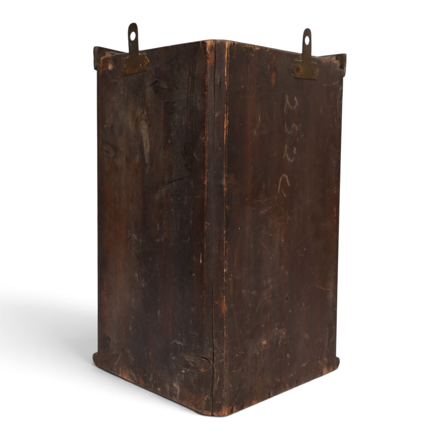 Gothic Revival oak corner wall shelf, with trefoil decoration to the top, H42cm