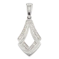 9ct white gold diamond pendant, stamped 375