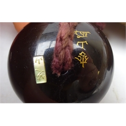  Japanese Meiji Bamboo four case inro with Shibayama decoration, back & gold lacquer Netsuke and Goldstone ojime, H9cm Provenance: private collection   
