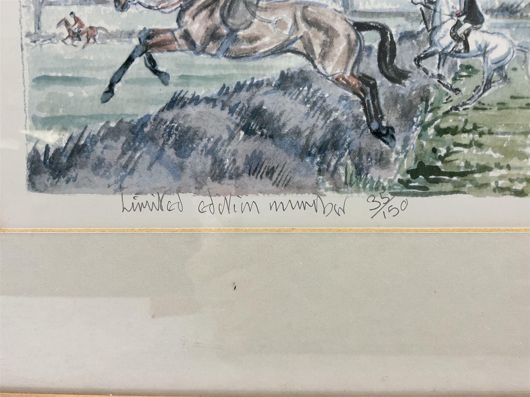 Rosemary H Coates (British Contemporary): 'The Middleton Hunt', limited edition print signed dated 2002 and numbered 35/150, 41cm x 59cm; John R Morris (20th century): Peregrine Falcon, artist's proof print signed and numbered 9/10 pub. 1990, 39cm x 42cm (2)