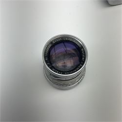 Leica M3 camera body, 1959, chrome finish, serial number '986937', fitted with 'Ernst Leitz GmbH Wetzlar Summicron f=5cm 1:2 Nr.1592614' lens, with Leica M3 instruction booklet