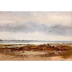Charles Walter Radclyffe (British 1817-1903): 'Lancaster Sands', oil on canvas signed, original title label verso 34cm x 59.5cm