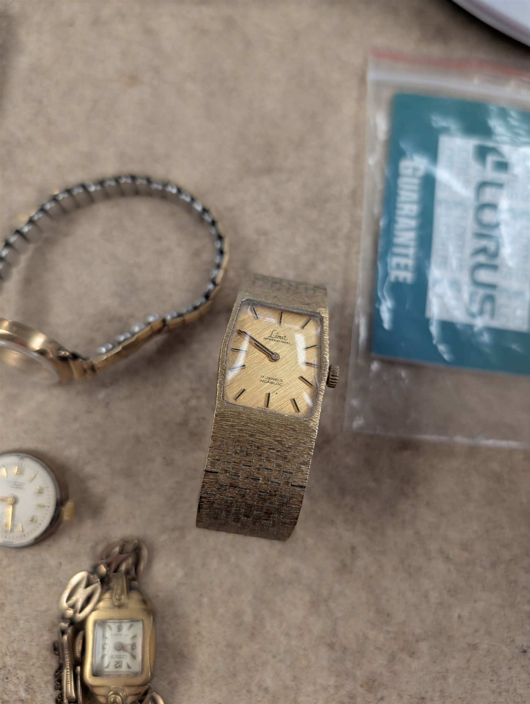 Collection of wristwatches, including ladies 9ct gold cased Avia 15 jewels wristwatch on plated strap, gentleman's Seiko 5 wristwatch etc