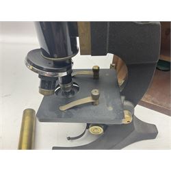 Four microscopes, comprising Nomo Biolam, RCS Zoo Lab 240, R Beck no 13756 and one other