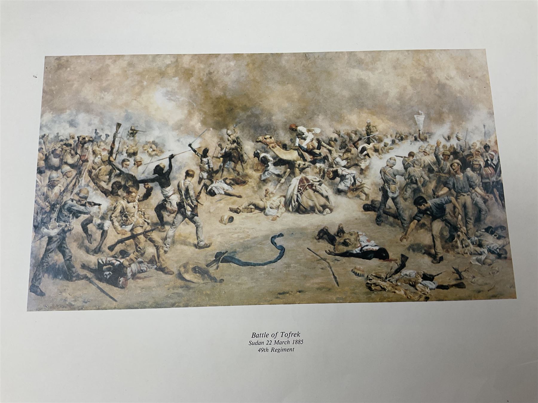 Large poster entitled 'Crests and Badges of the British Army in Daily Use 56 x 86cm; together with twenty-five colour prints of military interest including Crimean War, Boer War, WW2 etc; various sizes; all unframed