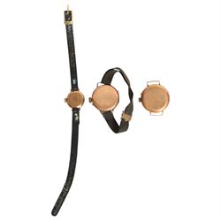 Three 9ct gold cased wristwatches, two on fabric straps