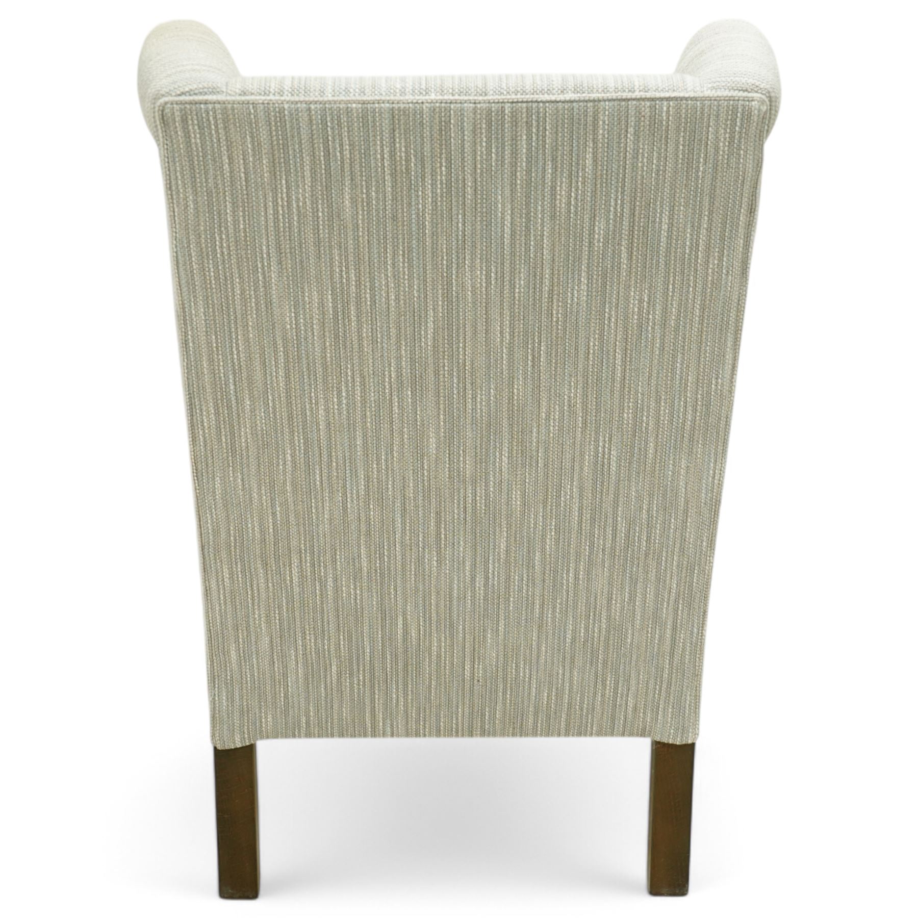 Whitehead designs - Edwardian design 'Tissington' wingback armchair on square tapering feet with castors, upholstered in natural fabric