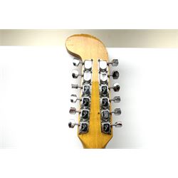 Fender three-tone Sunburst 12-string electric guitar c1965/6 Fullerton USA, with alder body and maple neck, the Indian rosewood fretboard with twenty-one frets and pearloid dot markers, fender electric XII bridge, F-stamp tuners (non-original), two split single coil pick-ups, master volume and tone and four-way switch, serial no.129730, L108cm; in original Fender case bearing label for Rivington Guitars New York with copy of original invoice; together with GuitarKes set-up and service certificate dated October 2021
