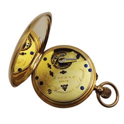 Victorian 18ct gold open face keyless pocket watch by Frank Thomson, 200 Strand, London, No. 26674, white enamel dial with Roman numerals and subsidereary seconds dial, case makers mark H W, London 1896