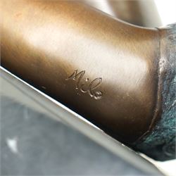 Art deco style bronze formed as a seated lady, signed Milo, H24cm 