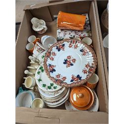 Colclough teawares, six Portmeirion Botanic Garden pastry forks, Leedsware bon  bon dish and a collection of other ceramics, in three boxes 