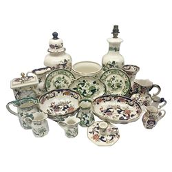 Collection of Masons Mandalay pattern, to include clock, covered vase, jugs, etc, and other Masons Chartreuse pattern items 